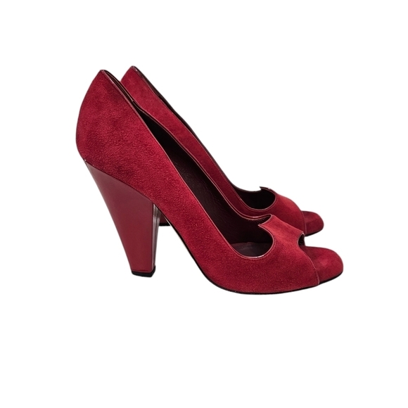 Zac Posen Red Suede High Heels - Picture 4 of 9